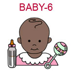 BABY-6 Dark skinned baby girl with bottle and rattle