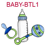 BABY-BTL1 Blue baby bottle pacifier and rattle