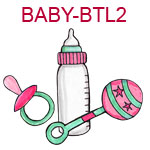 BABY-BTL2 Pink baby bottle pacifier and rattle