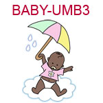 BABY-UMB3 Dark skinned baby girl hanging from umbrella