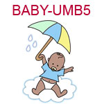 BABY-UMB5 Medium skinned baby boy hanging from umbrella