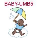 BABY-UMB6 Dark skinned baby boy hanging from umbrella