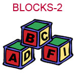 BLOCKS-2 Red green and yellow ABC building blocks