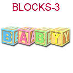 BLOCKS-3 The word baby spelled out in building blocks