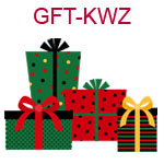 GFT-KWZ Four red and green presents tied with bows