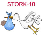 STORK-10 Flying stork carrying dark skinned boy in blue blanket