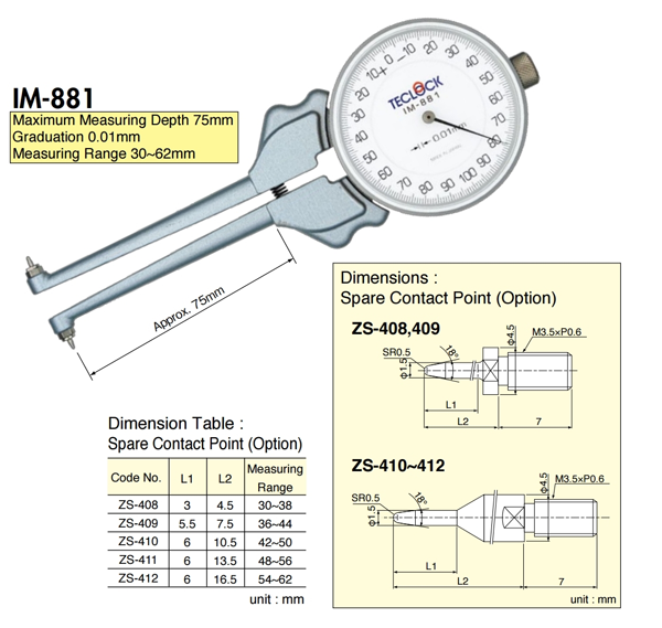 [TECLOCK] Dial Depth Gauge IM-881