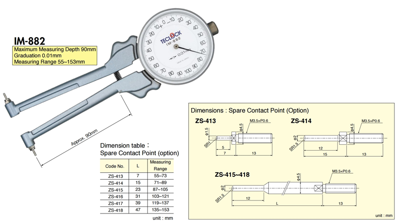 [TECLOCK] Dial Depth Gauge IM-882