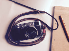 Dark brown leather camera strap