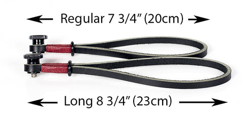 Regular and long tripod mount wrist straps, end-mount.