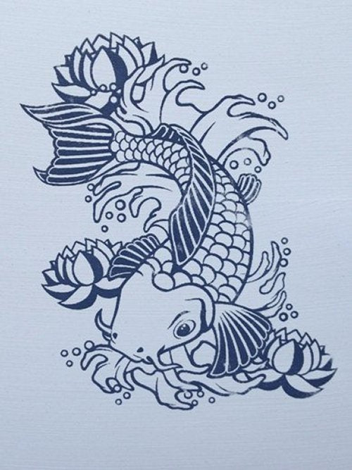 DIY Screen Printed Koi Fish on Ceramic