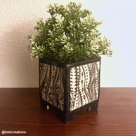 Silk Screen Printed Ceramic Pottery Planter