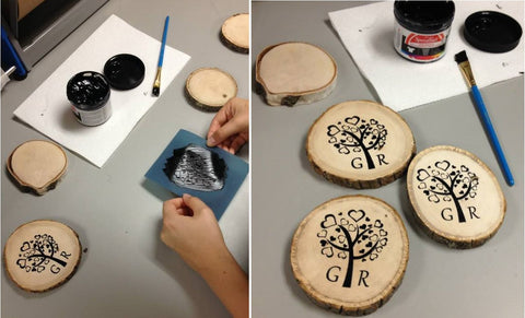 DIY Screen Printed Wooden Coasters