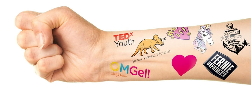 custom temporary tattoos shown on arm 