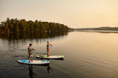 Paddle Boarders on inflatable stand up paddle boards
