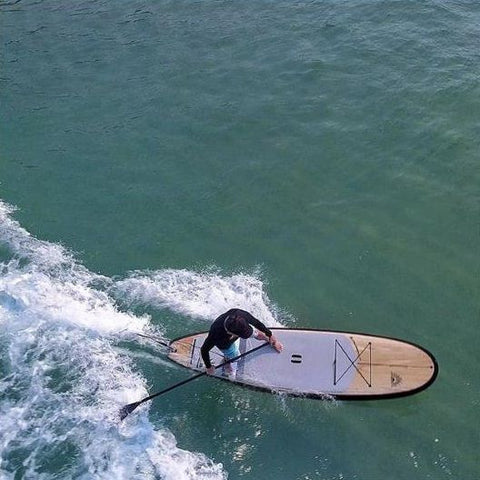 A man stand up paddle board surfing