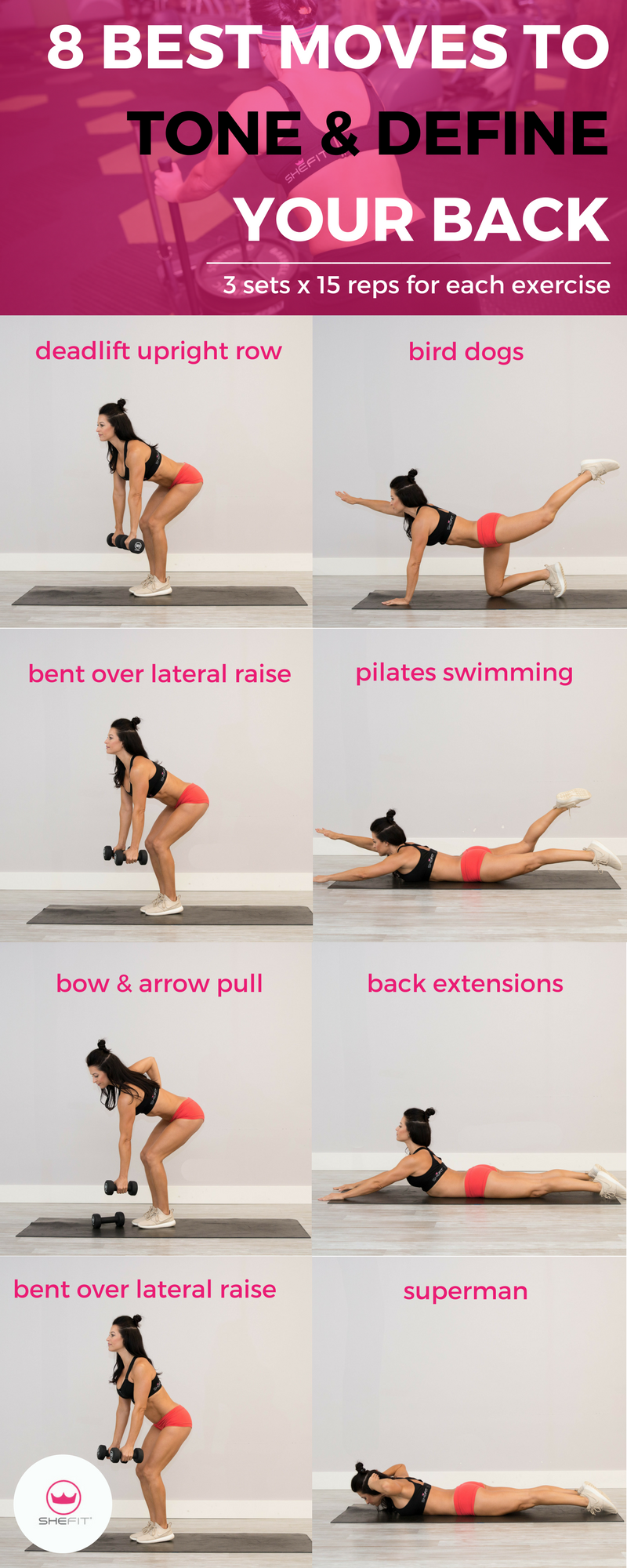 Lose Your Back Fat: 8 Best Workout Exercises for Women | The 8 back exercises below are designed to target your upper and lower back muscles, helping you get that toned look you’re after. With summer already on its way, you’ll be ready for those tank tops and dresses in no time! 