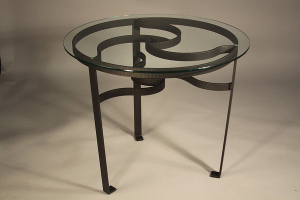 Celtic Knot Glass Top Table - TerraSteel Furniture Design, Bend, OR