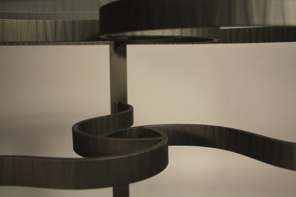Celtic Knot Glass Top Table - TerraSteel Furniture Design, Bend, OR