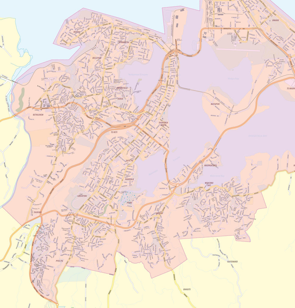 Map of Tauranga showing Free Delivery Zones