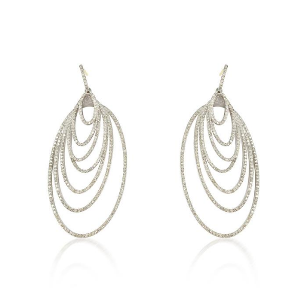 Oval Diamond Silver Earrings
