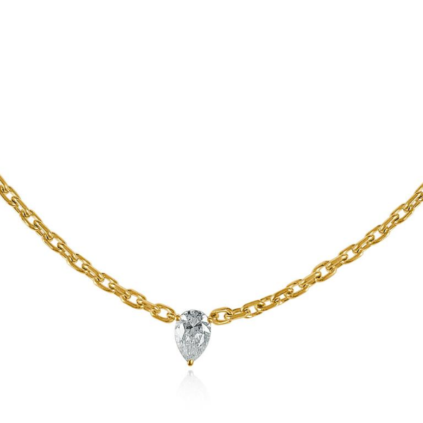 14K Yellow Gold Drop Diamond Chain Necklace