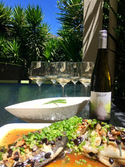 BBQ KI sweep with spicy black beans and Ghost Clare Valley Pinot Gris