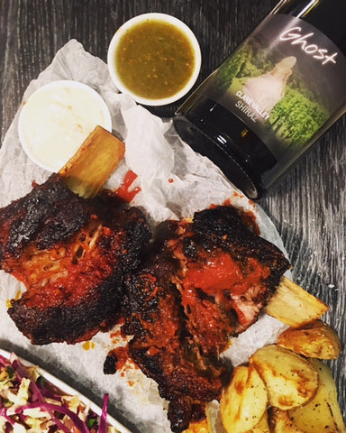 2014 Ghost Clare Valley Shiraz with cold-smoked garlic and chipotle ribs