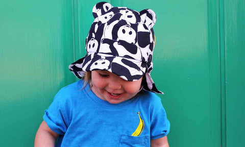 Little Hotdog Watson sun hat for kids Cub in Panda Pop as featured in Lucie Cave article in Grazia Magazine