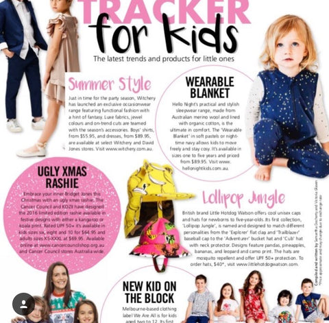Little Hotdog Watson Sun hats for kids as featured in Mother and Baby Magazine, Australia