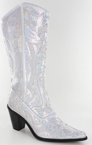 silver bling boots