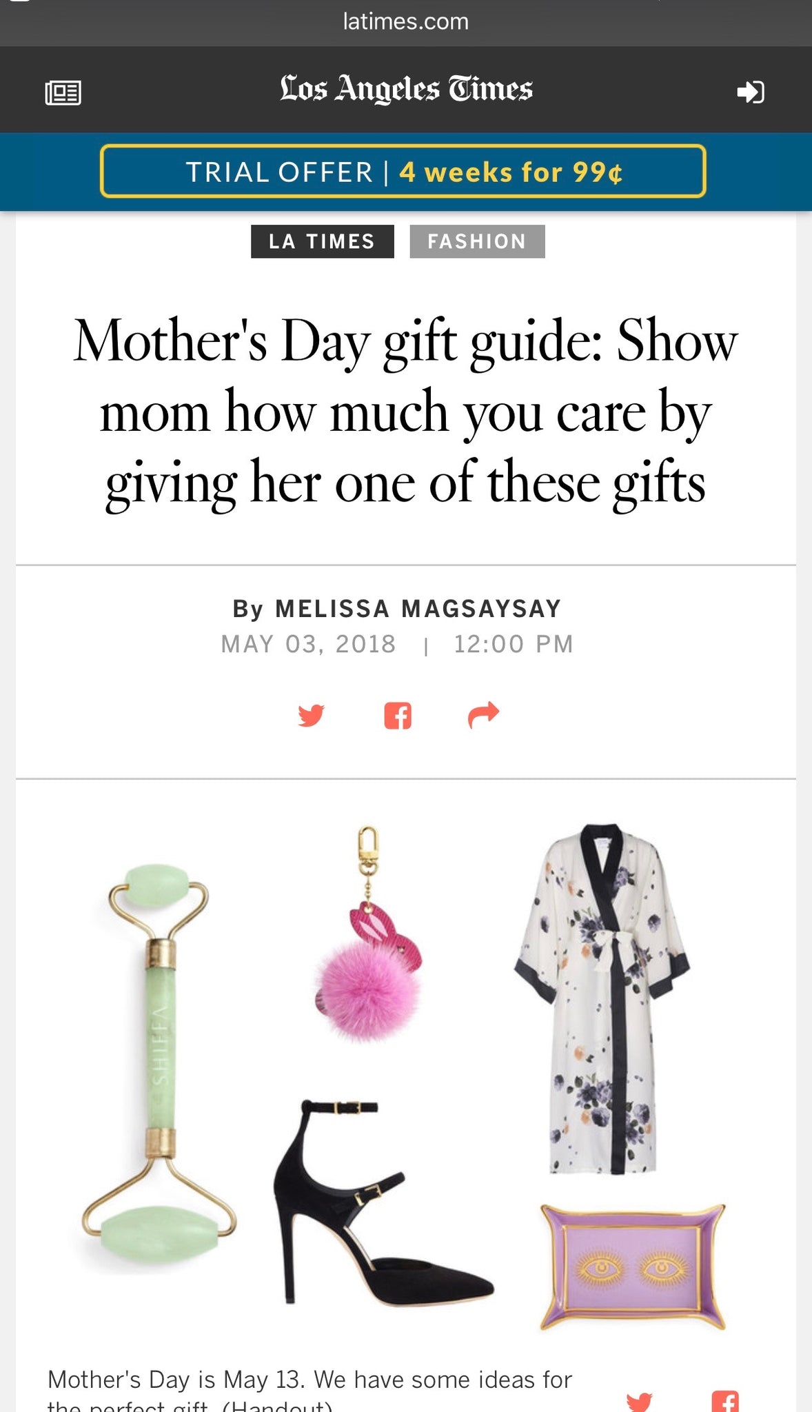 Helena Quinn, Los Angeles Times, Mother's Day Gift Guide
