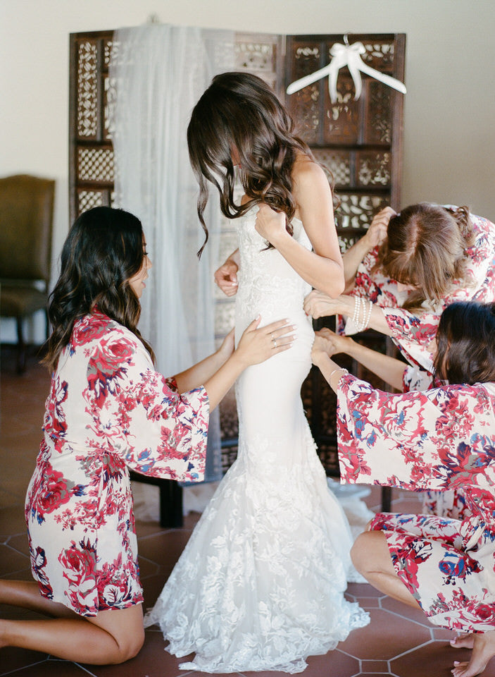 Helena Quinn / / Floral Silk Kimono Robe / / Summer Wedding