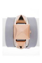 La Mer Collections 'Cairo' Pyramid Stud Leather Wrap Bracelet Watch