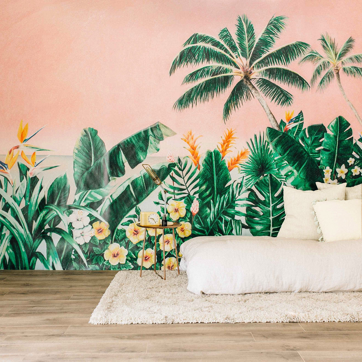 Melika Wall Mural, Green Tropical Palm Tree Wallpaper Decor | anewall