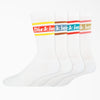 Dickies 4-Pack Skate Rugby Strip Crew Socks - White/Stripe (WSN) - Skates USA