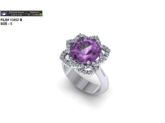 Spinel engagement ring in 14k white gold CAD