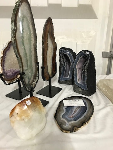agate and crystal slices 