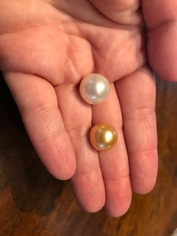 Gold and white south sea pearls