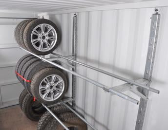 Tire rack for shipping container