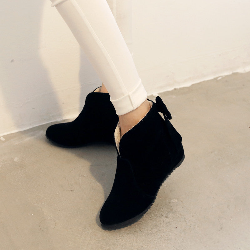 Back Bow Ankle Boots Wedges Women Shoes 