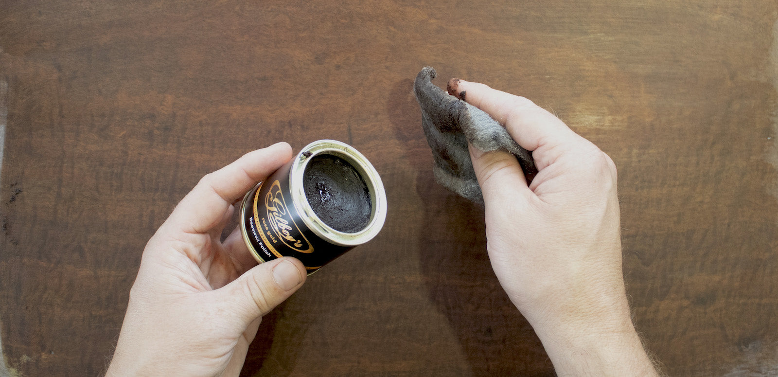 applying Gilboys beeswax polish