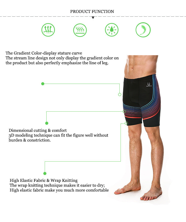 The Gradient Color-display stature curve.The stream line design not only display the gradient color on the product but also perfectly emphasize the line of leg.Dimensional cutting & comfort,3D modeling technique can fit the figure well without burden & constriction.High Elastic Fabric & Wrap Knitting.The wrap knitting technique makes it easier to dry;High elastic fabric make you much more comfortable