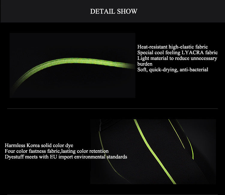 Heat-resistant high-elastic fabric,Special cool feeling LYACRA fabric .Light material to reduce unnecessary burden.Soft, quick-drying, anti-bacterial.Harmless Korea solid color dye,Four color fastness fabric,lasting color retention.Dyestuff meets with EU import environmental standards