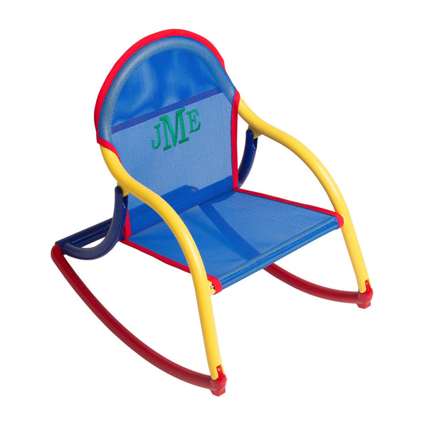 Blue Mesh Kids Rocking Chair Tilted Monogrammed Grande ?v=1516160024