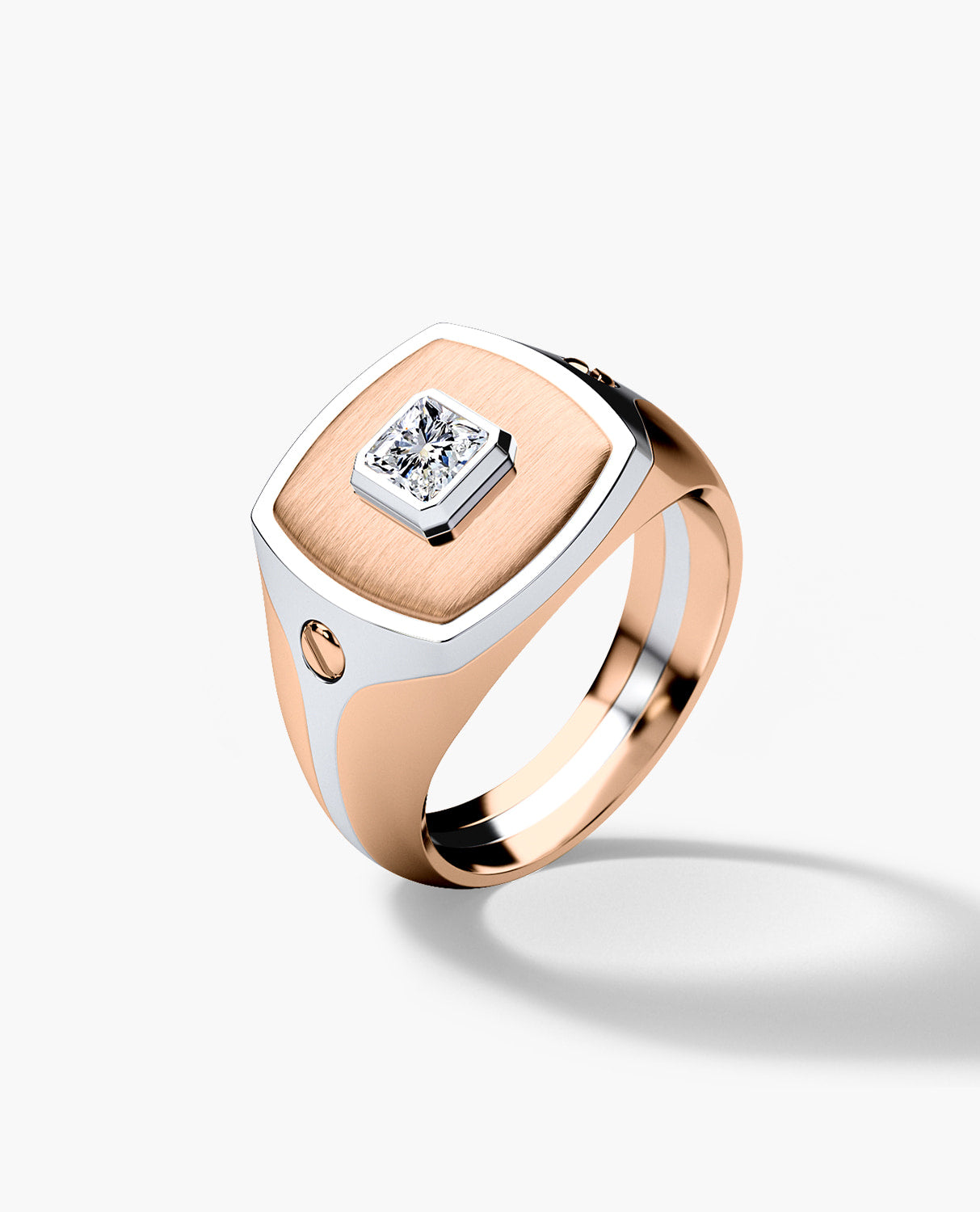 BETZ Mens Two-Tone Gold Signet Ring with Diamond - Version 1