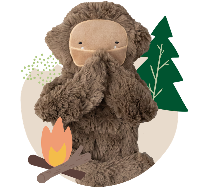 Bigfoot Snuggler with tree and fire icon