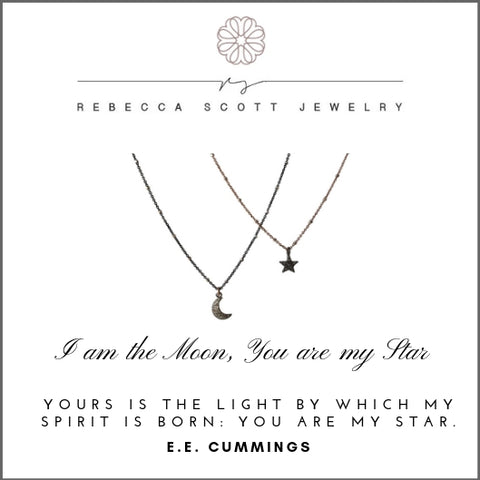Meaningful Gift | Pave Diamond Moon | Pave Diamond Star | Mother Daughter Necklace | Gift for Daughter | Rebecca Scott Jewelry | Rose Gold | Diamond Jewelry