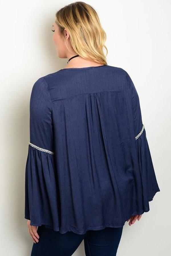 BELL SLEEVE EMBROIDERED TOP-Tops-WFSP-Daring Diva Australia