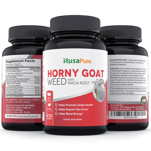 Horny Goat Weed Extra Strength With Maca Root 1000mg Of Horny Goat We Nusapure 2216